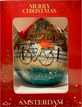 Giftbox XL Kerstbal: "Amsterdam Bicycles" - Amsterdam, Holland met Fietsen - Veelkleurig - 1 stuk