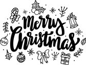 Kerst - sticker - Merry Christmas! - 29x38 cm - kerstversiering - kerst stickers - kerstdecoratie voor binnen - stickers volwassenen - stickers - raamstickers kerst - 1 stuks - zwa
