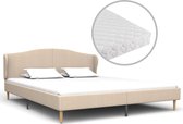 Bed Met Matras Stof Beige 140X200 Cm