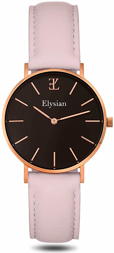 Elysian - Dames Horloge - Rose Goud Roze Leer - Waterdicht - 36mm