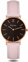 Elysian - Horloge Dames - Rose Goud - Roze Leer - 36mm - Waterdicht - Cadeau Voor Vrouw