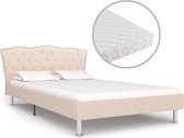 Bed Met Matras Stof Beige 90X200 Cm