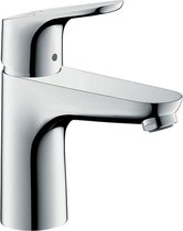 Hansgrohe Focus wastafelmengkraan, badkamerkraan met uitloop hoogte 100 mm, met trekstang, waterbesparende badkamerkraan, chroom