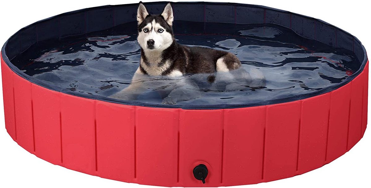 FURNIBELLA- Zwembad waterbak voor honden, opvouwbaar plantenbad 140 x 30 cm PVC, draagbare badkuip wasbad huisdier zwembad