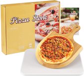 Marton® Pizza Set Deluxe - Pizzaplank - Pizza Schep - Steen - Plank Voor Pizza’s - Bamboe - Cordieriet - Keuken Accessoires