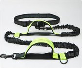 Hondenriem met Heupriem - Hardloopriem - Reflecterend - Middel Grote Honden - Elastische Hondenriem - Handsfree Looplijn - Leiband - Groen