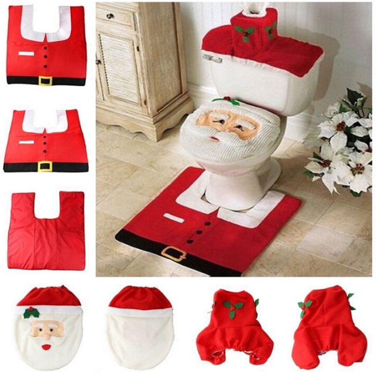 Optinum® Kerst Kerstman toiletbrilhoes Toiletbril Cover Kerstman