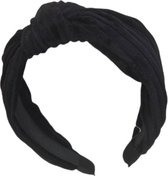 Diadeem - haarband van stof met knoop - rib/corduroy (fijn) - kinderen/meisjes/dames – zwart