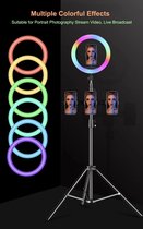 Ringlamp | RGB LED | 8 Verschillende Kleuren | Make-up light |26cm | Voor vloggers, influenceren, Instagram posts, tiktok - product fotografie - maar ook voor kappers - live video's en nog ve