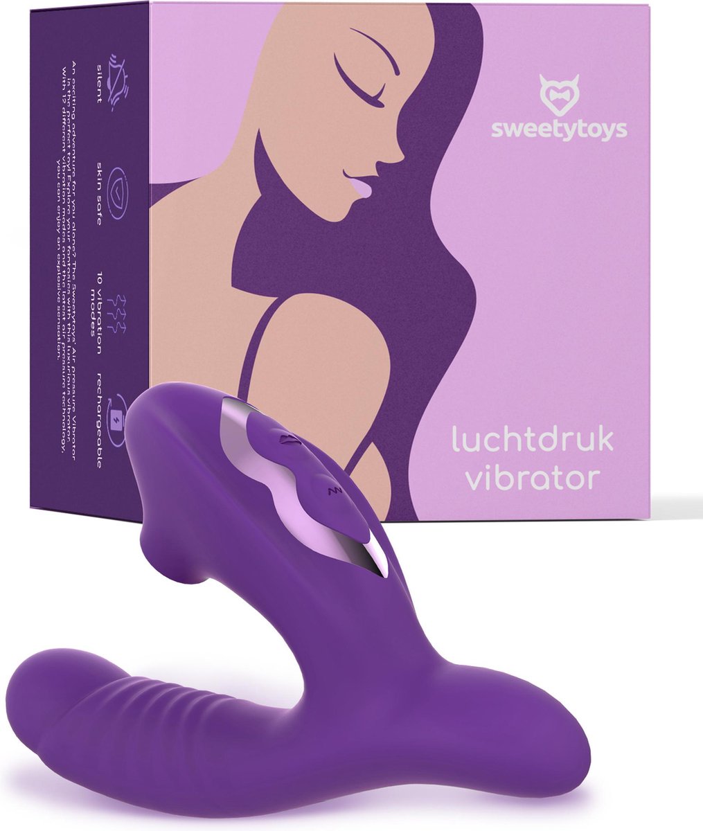 SweetyToys Luchtdruk Vibrator voor Vrouwen - 20 Krachtige Standen - Dubbele Vaginale Penetratie - Purple