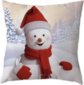 Kerst Kussenhoes - Kussenhoes - Pillow cover - Sneeuwpop - 45 x 45cm - Wit - 1Stuk