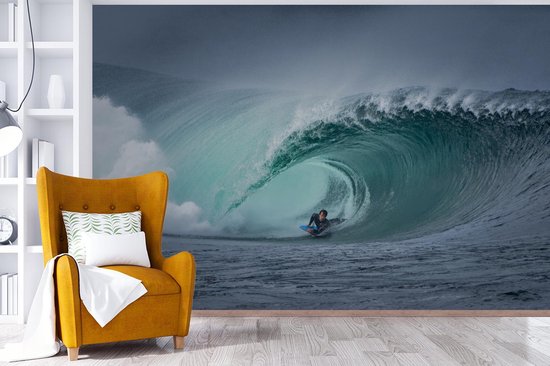 Papier peint photo peint photo vinyle - Surfer en grande vague largeur 360 cm x hauteur 240 cm - Tirage photo sur papier peint (disponible en 7 tailles)