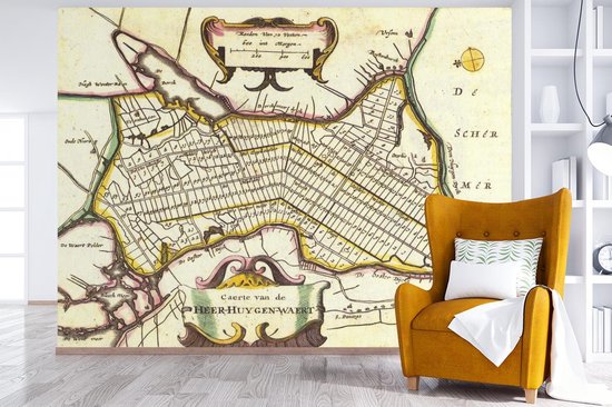 Behang - Fotobehang Kaart - Heerhugowaard - Vintage - Breedte 295 cm x hoogte 220 cm