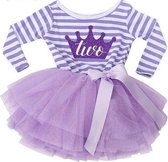 Tweede verjaardag jurkje met paars wit gestreept topje en paarse tutu - 2e verjaardag - paars - kinderkleding