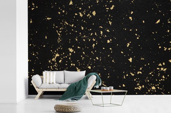 Papier peint - Papier peint Papier peint photo d'or sur fond noir - Largeur 330 cm x hauteur 220 cm