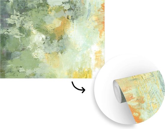Papier peint photo peint photo vinyle - Peinture à l'huile verte largeur 305 cm x hauteur 220 cm - Tirage photo sur papier peint (disponible en 7 tailles)