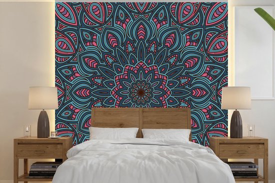 Papier peint Papier peint photo en vinyle - Mandala aux formes de la nature largeur 280 cm x hauteur 280 cm - Tirage photo sur papier peint (disponible en 7 tailles)