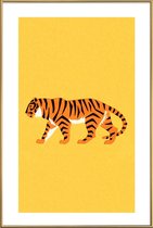 JUNIQE - Poster met kunststof lijst Tiger Yellow -40x60 /Geel & Oranje