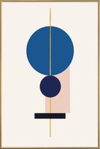 JUNIQE - Poster met kunststof lijst Equilibrium gouden -40x60 /Blauw &