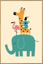 JUNIQE - Poster met kunststof lijst Schattige dieren illustratie