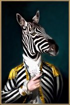 JUNIQE - Poster met kunststof lijst Mister Stripe - Aristocratic Zebra