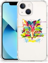 Silicone Case iPhone 13 mini Smartphone hoesje met doorzichtige rand Cat Color