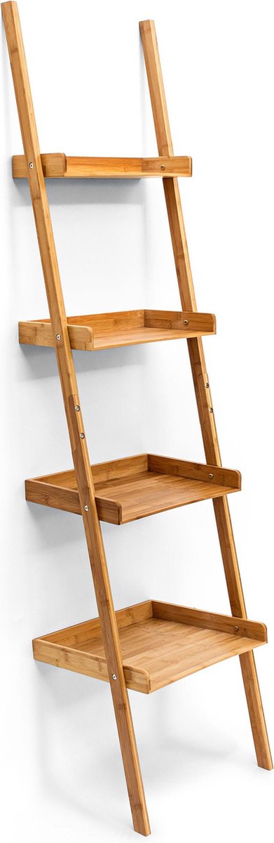 Wooden Rek Relaxdays - ladderrek bamboe - rek 4 planken - trappenrek - wandrek ...