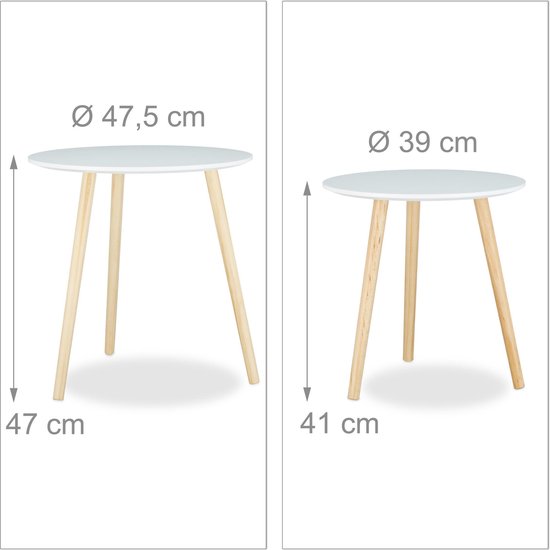 Relaxdays - Ensemble de 2 tables d'appoint - Blanc