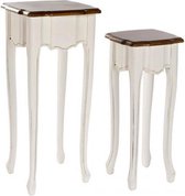 Set van 2 tafels DKD Home Decor Wit Bruin (2 pcs) (35 x 35 x 80 cm)