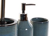Badkamerset met wc-borstelhouder zeeppompje en beker blauw keramiek - Toilet/badkamer accessoires