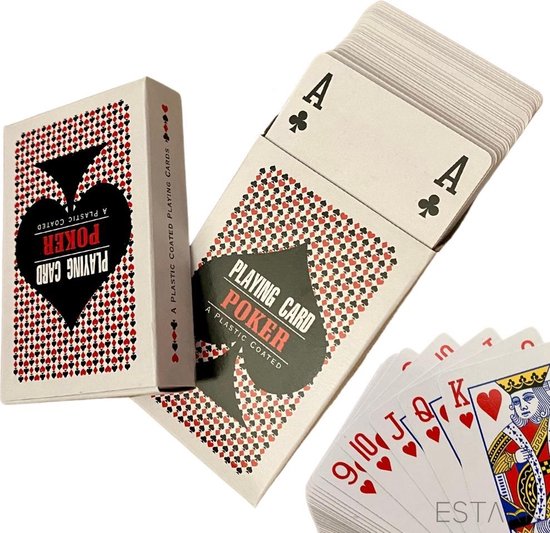 Thumbnail van een extra afbeelding van het spel 4 Sets Luxe Speelkaarten - Plastic Coating - Poker Kaarten - kaartspel - Spelkaarten - Spel Kaart - 4 x 56 - Gezelschapsspel - Spelen - Playing Cards - Cijfer In Alle 4 De Hoeken - 4 STUKS