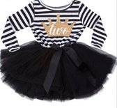 Tweede verjaardag jurkje met zwart wit gestreept topje en zwarte tutu - kinderkleding - tweede verjaardag - 2e verjaardag