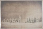 Groot toile murale - décoration murale en lin - paysage d'hiver neige - poster peinture murale - 158 x 110 cm