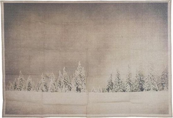 Groot wanddoek - linnen muurdecoratie - winterlandschap sneeuw - wandkleed schilderij poster - 158 x 110 cm
