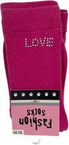 Sokken - love - Roze - Maat 31 / 34 - Set van 2 - Katoen - Fashion Socks - Wintersokken - midden hoog sokken