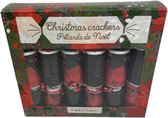 Christmas Crackers - Party Crackers - Mini Kerstmis Spel - Kerstspel - Wie ben ik - Kerst Musthave - Rood / Zwart - Set van 6