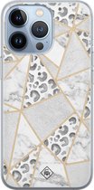 iPhone 13 Pro hoesje siliconen - Stone & leopard print | Apple iPhone 13 Pro case | TPU backcover transparant
