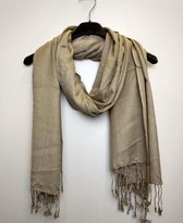 Lange dames pashmina sjaal Naiza zacht bruin taupe