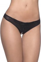 Kanten String Met Open Kruisje En Parels - Sexy Lingerie & Kleding - Lingerie Dames - Dames Lingerie - Strings