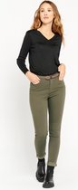 LOLALIZA Slim broek met gevlochten riem - Khaki - Maat 46