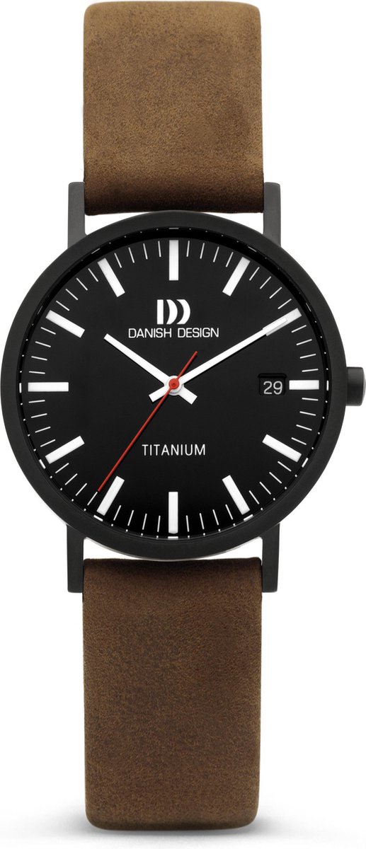 Danish Design Rhine Medium Horloge - Danish Design mensen horloge - Zwart - diameter 35 mm - Titanium