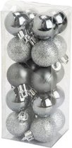 Veluw Kerstballen Mix Zilver - Ø3cm ( Set van 20 )