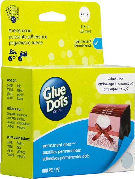 Glue Dots, permanent, 13 mm, 600 stuks, value pack