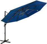 vidaXL Parasol 4-laags met aluminium paal 3x3 m azuurblauw