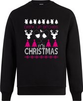 Sweater zonder capuchon - Jumper - Foute Kerst - Kerst Trui - Kerst Sweater - Ronde Hals Sweater - Christmas - Happy Holidays - Black - Drink Up Bitches, It's Christmas - XL