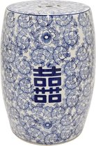 Fine Asianliving Tabouret En Céramique Blauw Wit Chinois Double Happiness D33xH45cm Meubles Chinois Armoire Orientale