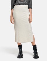 TAIFUN Dames Midirok met zijsplitten Canvas Melange-34