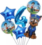 Pow Patrol Folie Ballonnen  set van 6 ballonnen - Aluminium Folie Ballon 4 jaar
