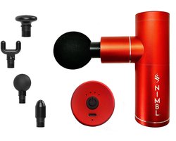 Massage Gun - Nimbl XPRS Fysio - Sport en Relax Massage apparaat - Fluisterstil - Inclusief koffer - Met 4 opzetstukken - Rood