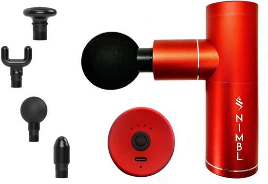 Nimbl XPRS Massage Gun Rood met Koffer en 4 Opzetstukken - Massage - €89,95